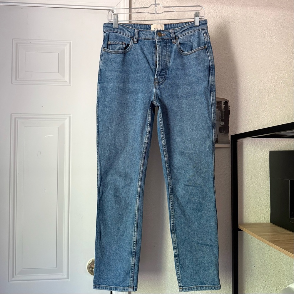 SEZANE medium blue cotton denim high rise slim‎ skinny leg jeans